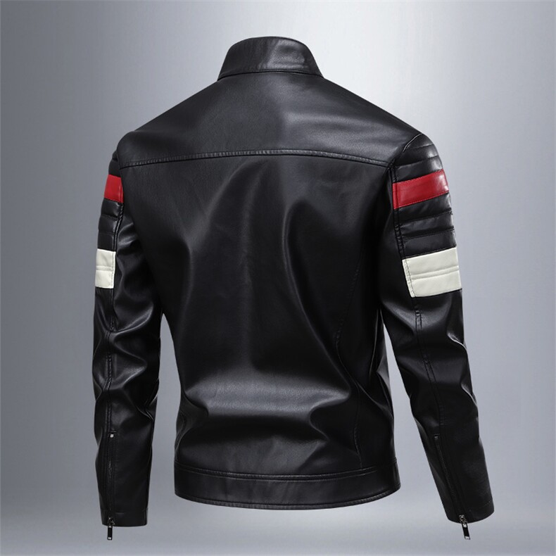 2025机车服骑行皮衣夹克男拼色复古撞色飞行服外套A436-8819-P90,男装夹克,电商A436