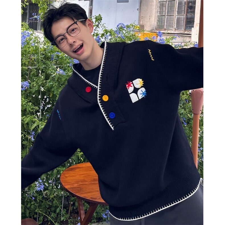 高质量连帽刺绣百花绒毛衣针织衫套头ME32,男装针织衫/毛衣,星座1116A（原606A-3）