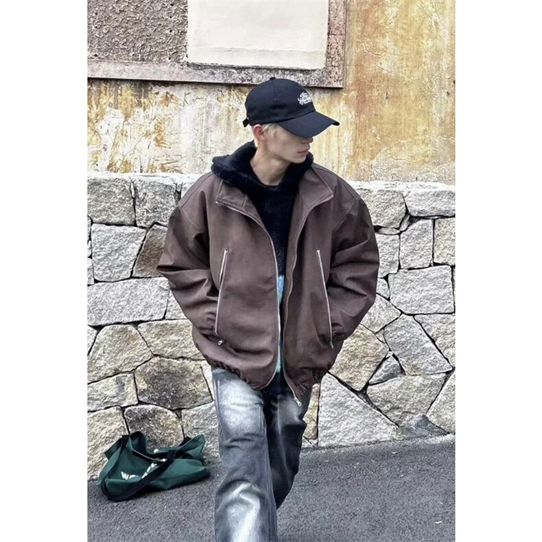 网图美拉德拉链大口袋美式复古做旧PU皮夹克X1213-DY2315-特P80,男装夹克,星座1213