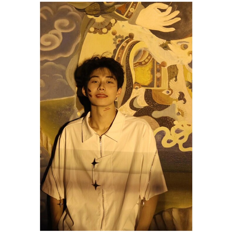 拉链短袖衬衫新款潮牌宽松风百搭拉链上衣JC106,男装衬衫,星座1116A（原606A-3）