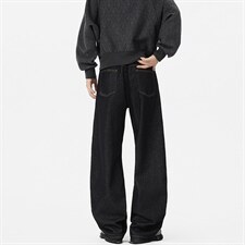 原牛黑痞帅复古阔腿牛仔裤男士宽松百搭直筒春秋休闲NZ2601/TP45，男装牛仔裤，电商B318