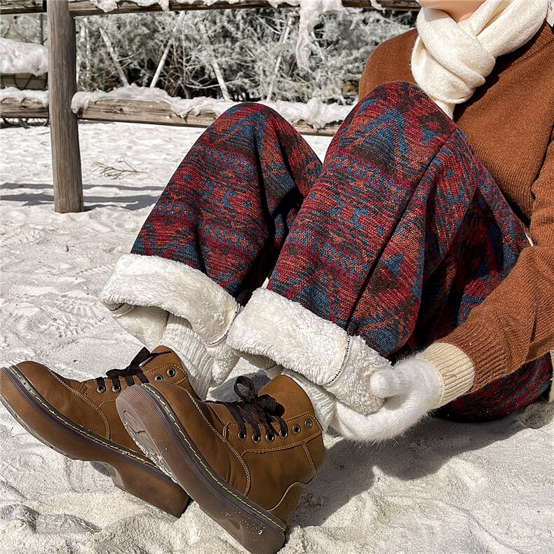 8XL-M羊羔绒裤子男冬季加绒加厚民族风重磅针织棉裤大码KZ023P78，男装民族服装，电商B312