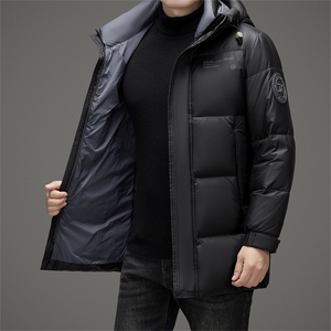 新款冬季羽绒服中长款羽绒服帅气时尚保暖休闲连帽高级外套男图片