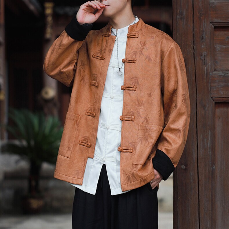 现货春款2025新中式大码麂皮夹克外套男士外套JK1818-P110控188，男装夹克，电商A021