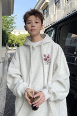 已注册/华棉春秋外景复古休闲宽松连帽卫衣男WY00724/P45加绒P50，男装卫衣，电商B316