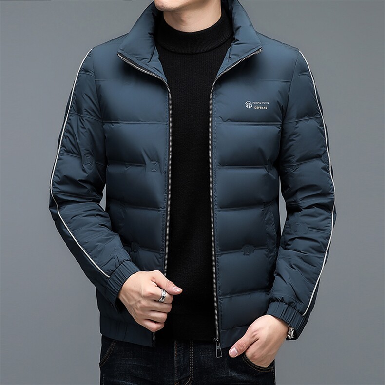 2023冬季新款中年男士休闲羽绒服爸爸冬装加厚保暖立领外套男装，男装羽绒服，电商B212（原钱塘6029）