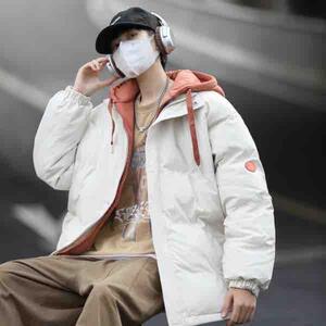 WT08假两件棉服男加厚保暖棉衣外套日系潮牌连帽棉袄图片