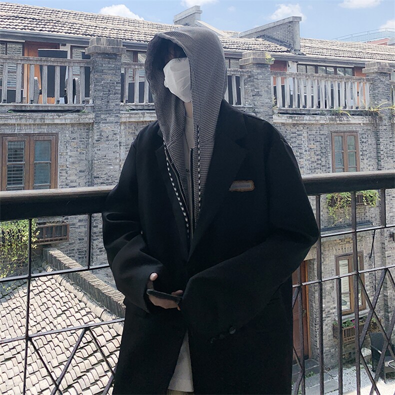 假两件西装外套男韩版潮流拼色格子2023春秋新款ins西服W3140-P68,男装西服,星座412-2