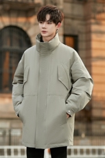 2025新款冬季中长款纯色连帽风衣羽绒服8255P430，男装风衣，电商A355（原A415）