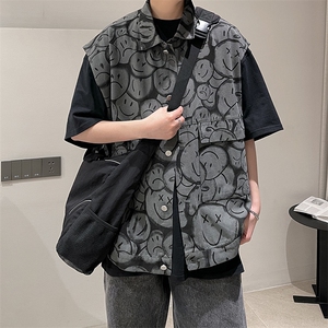 工装马甲男宽松夹克外套春夏潮牌高街无袖坎肩背心潮 A071-M1-P55图片