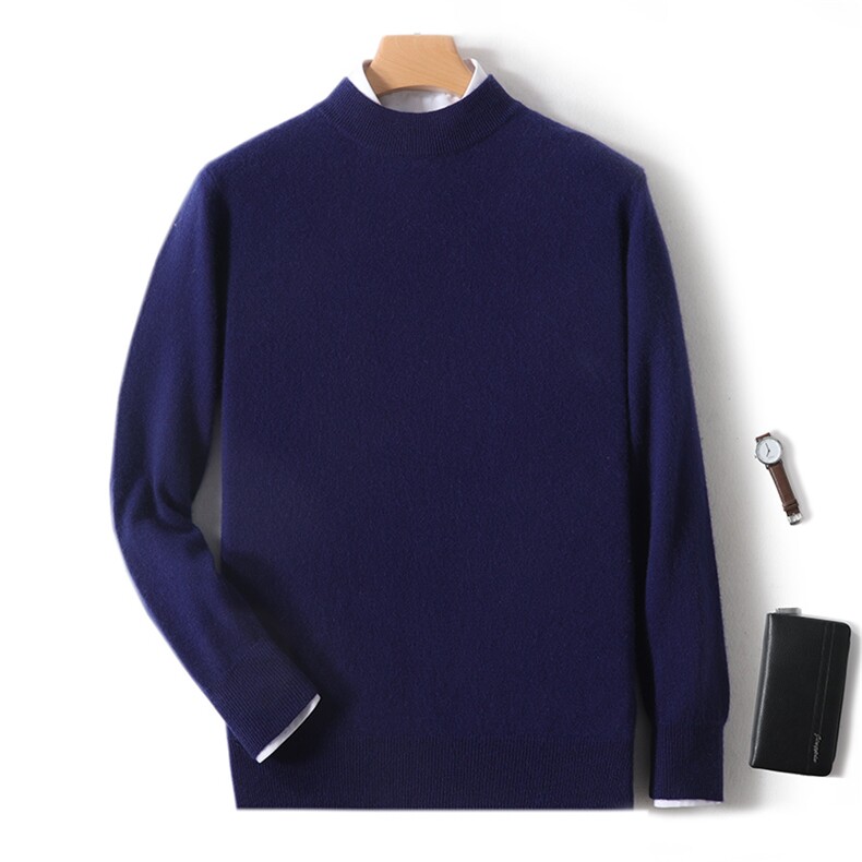 秋冬季新款舒适时尚百搭男士一线成衣半高领羊毛衫男装，男装羊毛衫，绒韵雅
