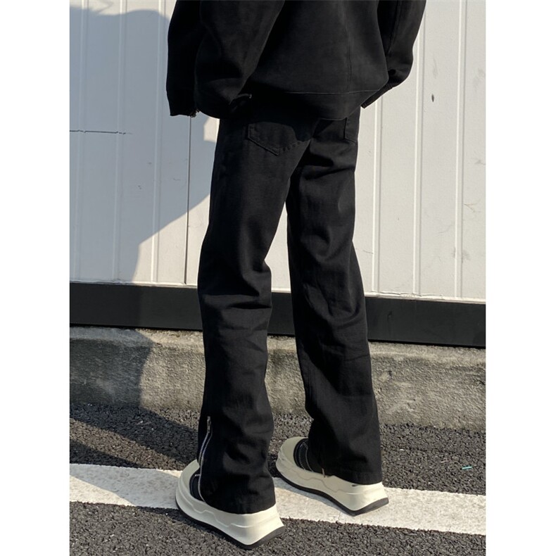 裤脚拉链微喇黑色牛仔裤310A-4-NZ41TP38,男装牛仔裤,星座310A-4