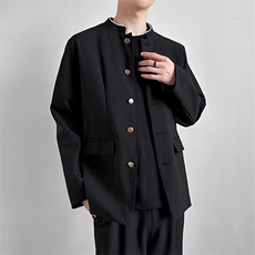 新中式中山装西服套装男士立领垫肩西装唐装外套W41，男装西服套装，星座1116A-1（原606A）