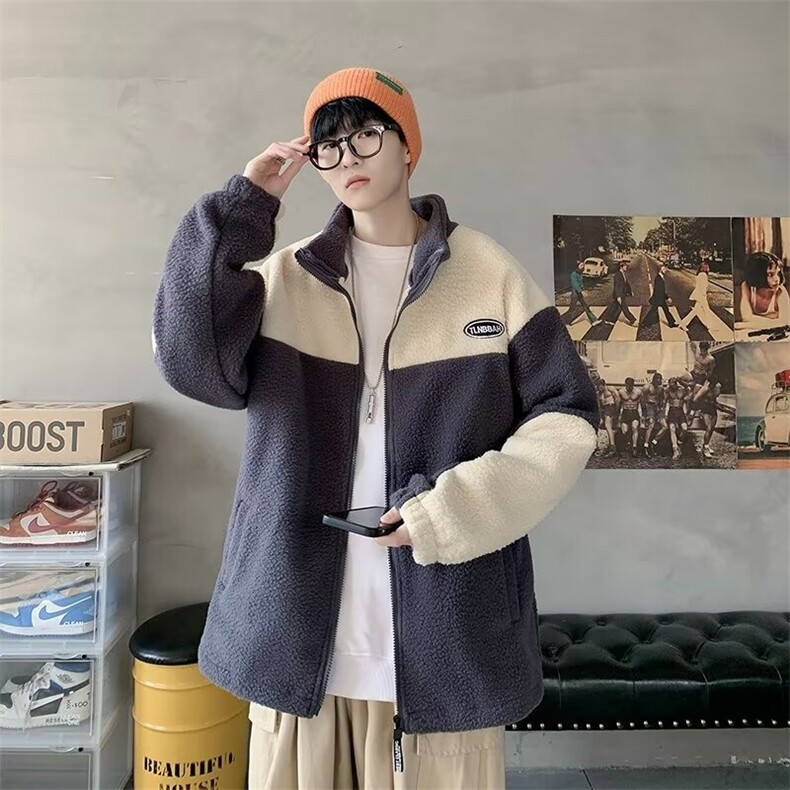 羊羔绒棉衣外套男士冬季新款加绒加厚羊羔毛棉服潮流冬装棉袄,男装棉衣,星座1013-1