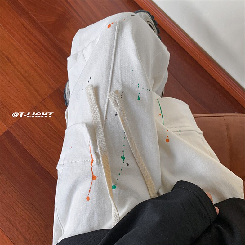 B221秋冬新款美式ins高街小众喷墨迷彩工装裤LK22081-P65控88,男装休闲裤,电商B221