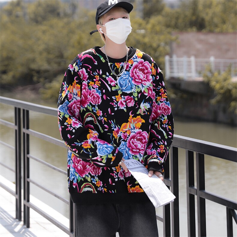 B203常规圆领大花大码卫衣外套男秋装休闲套头衫潮团队服火锅店潮,男装卫衣,星座115A(原星座507）