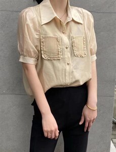 新款洋气两口袋花边气质小衫,其它,L·H·X