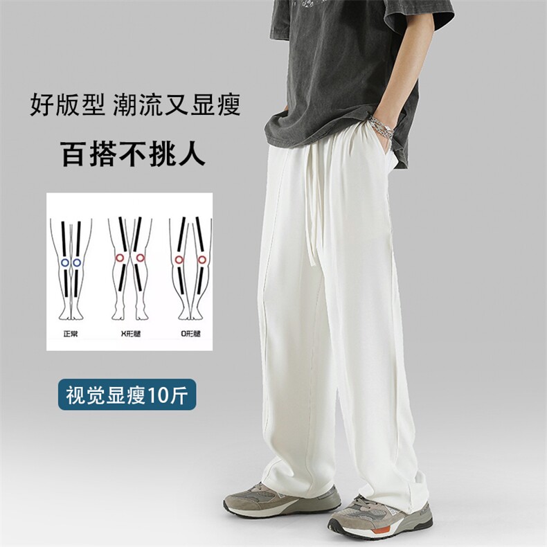 K232/P55春夏垂感直筒休闲裤子男宽松春秋纯色百搭运动阔腿裤潮,男装休闲裤,电商A008