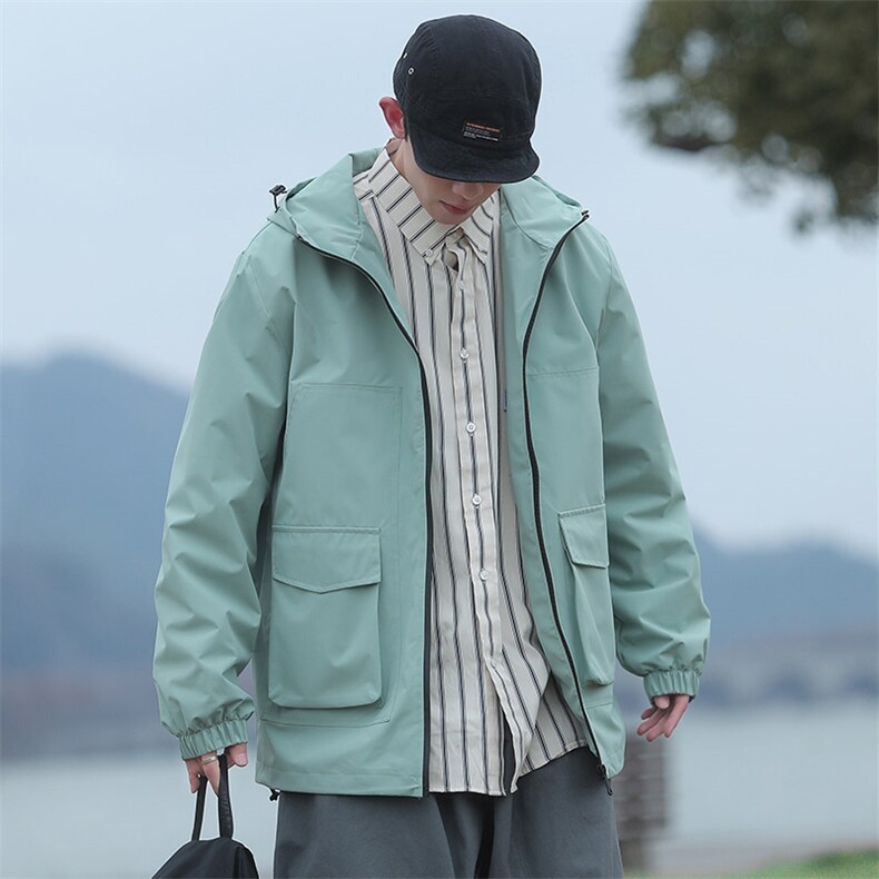 新款连帽冲锋衣夹克男撞色潮流休闲外套JK2301-P68,男装夹克,星座717