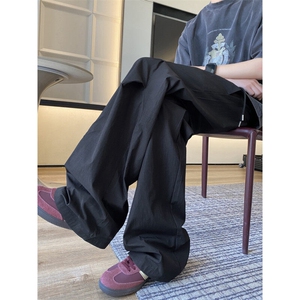 压褶堆积感弯刀伞兵裤男生夏季美式爵士舞潮牌松弛感春秋工装裤子图片