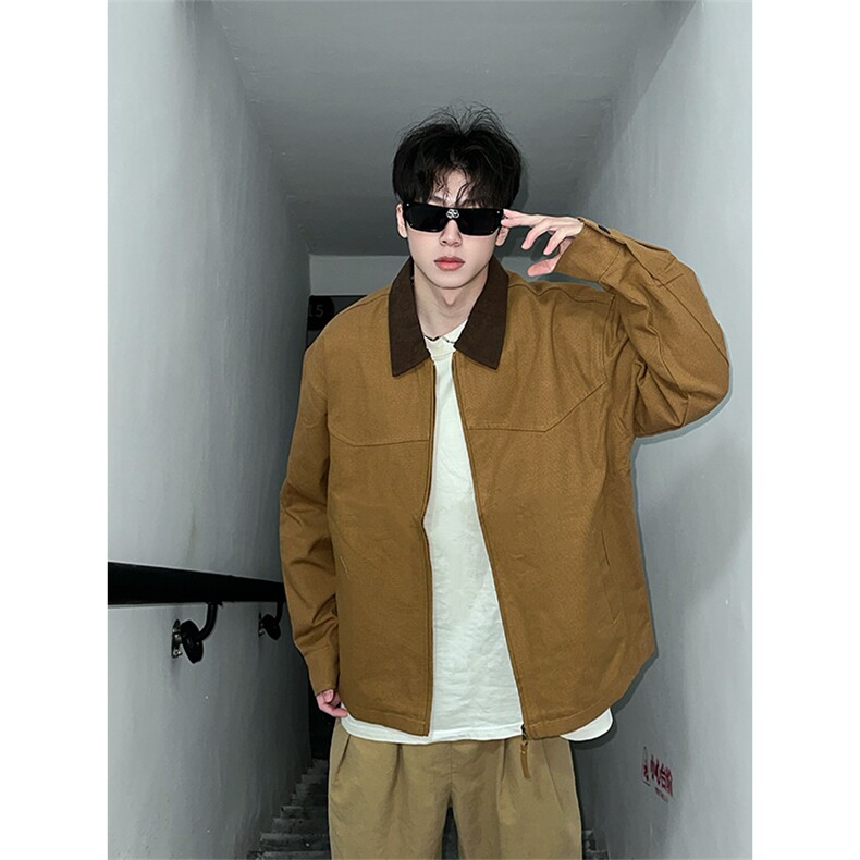 现货3000件2026春季新款水洗帆布翻领底特律夹克男外套JK570P75，男装夹克，星座301D-2(原星座1004-1）