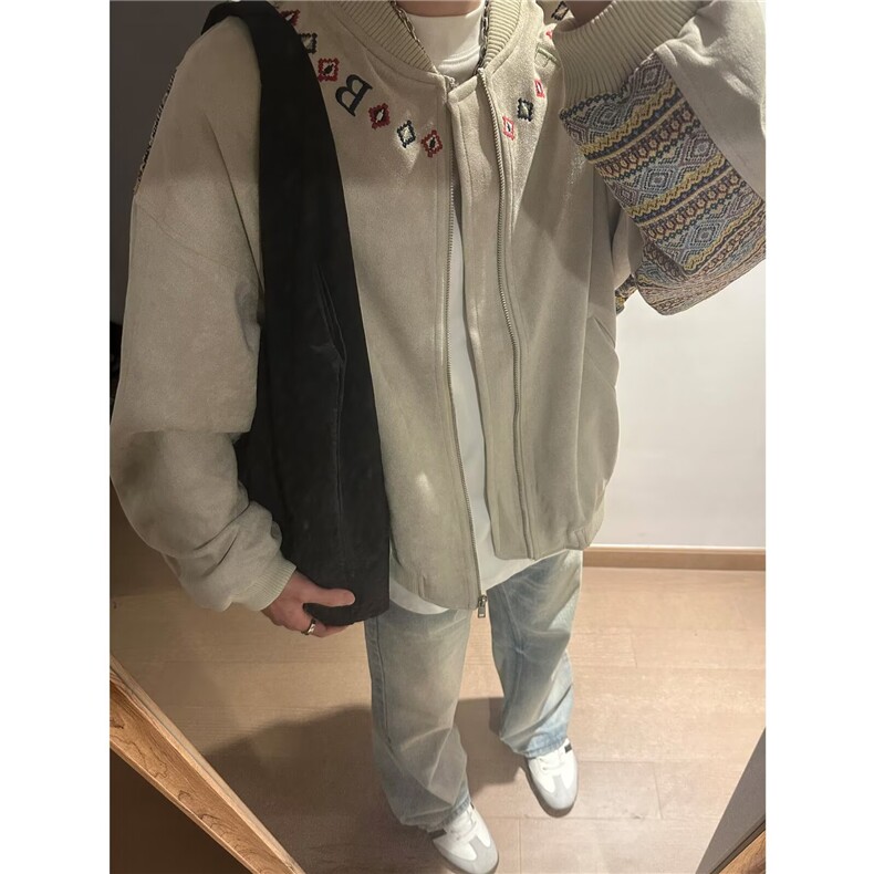 春秋季美式飞行夹克外套拉链2025新款百搭舒适棒球服男女,男装针织衫/毛衣,四季星座505