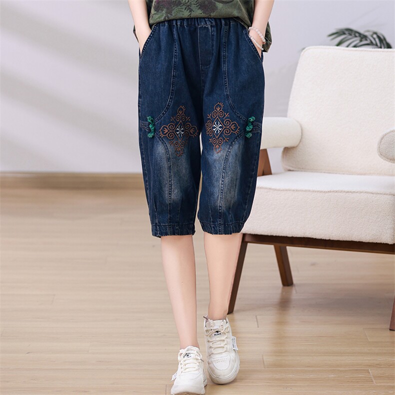 夏季妈妈装端庄大气薄款休闲裤2025新款直筒裤中老年女装牛仔裤子,女装牛仔裤,独衣靓
