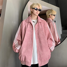 JK8818-P68美式复古cleanfit高级感PU皮条纹夹克外套，男装夹克，星座1503