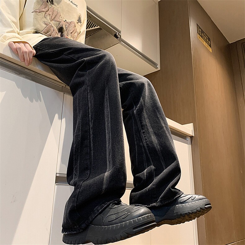K113/P55春装新款现货牛仔裤男式高街vibe直筒显瘦长裤潮宽松大码,男装牛仔裤,电商基地A050