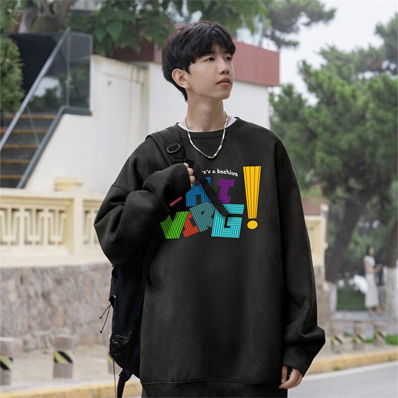 抖音得物高品质港式印花麂皮绒宽松圆领卫衣wyjp3899-特p35控69,男装卫衣,星座605(原A050)