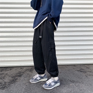 K3179-P55春装潮牌美式工装裤子男女宽松阔腿裤情侣束脚休闲裤子图片