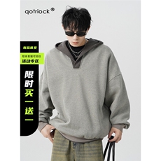 毛线拼接落肩连帽卫衣设计感小众慵懒休闲帽衫WY80-P52，男装卫衣，星座208-5