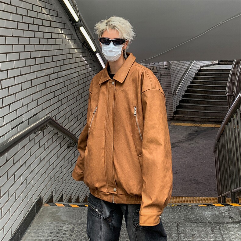 Wt8226-P85美式做旧PU皮宽松型夹克,男装夹克,星座1501-1