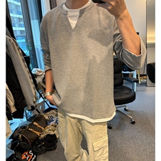 cleanfit简约风百搭高品感假两件亨利领长袖T恤男潮牌WY08，男装T恤，星座1116A（原606A-3）