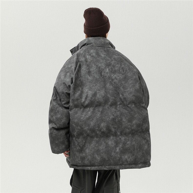 1白墙PU皮复古做旧设计钢印棉衣男女MY77096P130控198抖控228，女装棉衣/棉服，星座227-7