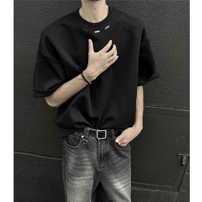 EQ437240克手工钢标夏季短袖T恤高级感男宽松简约设计款潮流宽松,男装T恤,电商C306-1