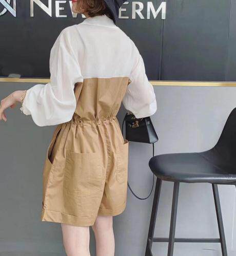 夏季新款，防晒衬衣拼接连体裤，女装连体裤，DD+(4F)