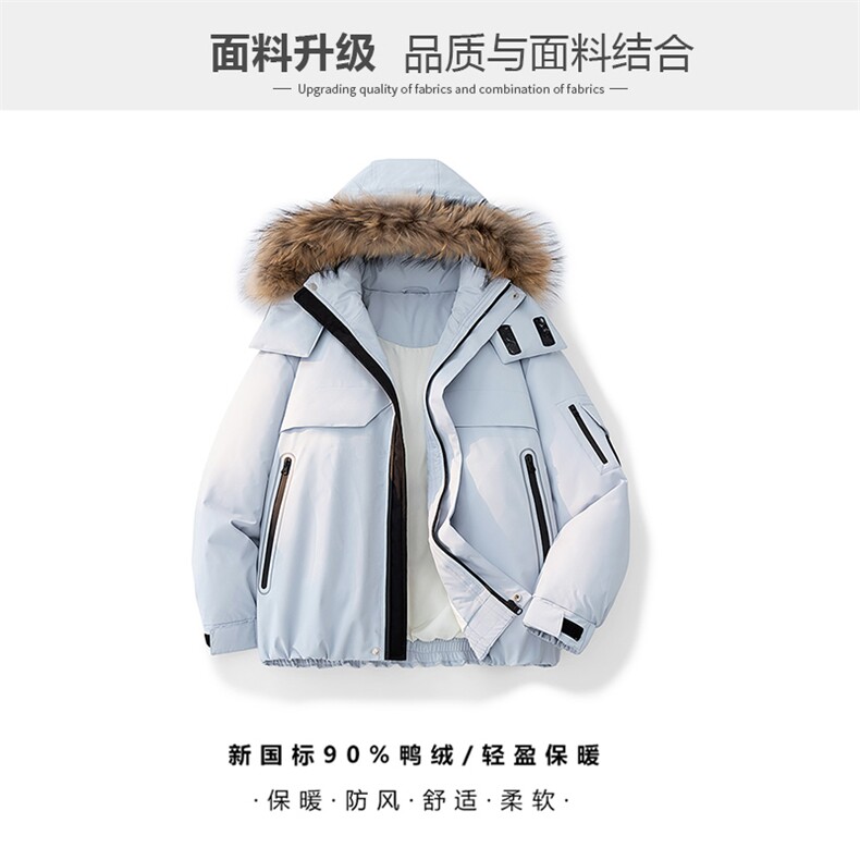 羽绒服新标90白鸭绒连帽机能真毛领貉子毛带 SYR2613-P288图片