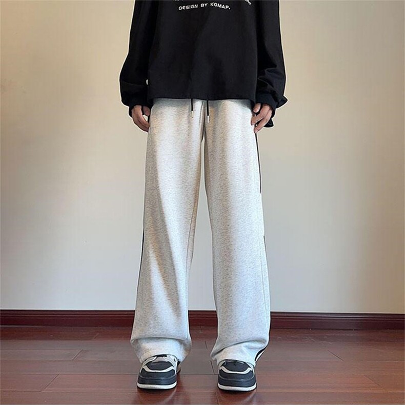 抖音得物高品质26春装重磅潮流运动三条杠宽松直筒休闲卫裤K360,男装休闲裤,电商A486