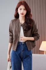小个子皮衣外套女短款2023年新款春秋季显瘦气质连帽机车PU皮夹克，女装皮衣，江南女神