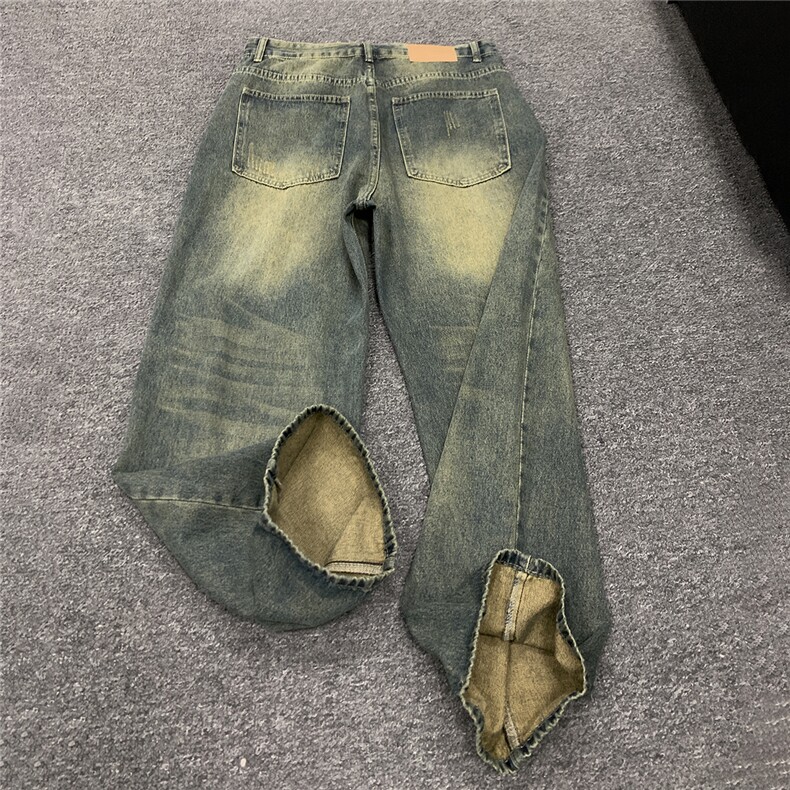 xz905-Z082#P65美式高街宽松阔腿牛仔裤,男装牛仔裤,星座905
