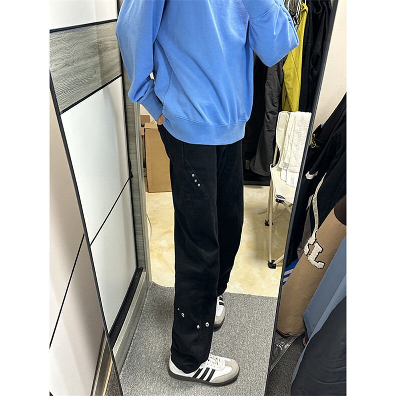 B221美式ins高街暗黑小众个性铆钉小脚牛仔裤LK23142-P65控88,男装牛仔裤,电商B221