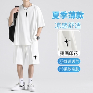 休闲运动套装男士夏季薄款轻薄舒适短袖t恤短裤  TZ52-特批70图片