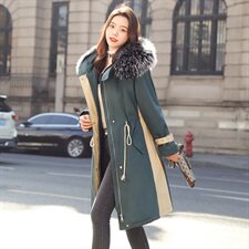 派克棉服女中长款2024冬季新款韩版收腰洋气加绒棉衣外套，女装棉衣/棉服，雅佳俏