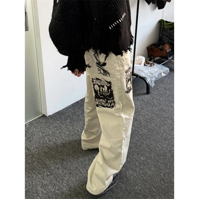 【有货】涂鸦杏色牛仔裤男款修身直筒美式vibe风裤子HT68LL-特P55,男装牛仔裤,星座1007（原301D）