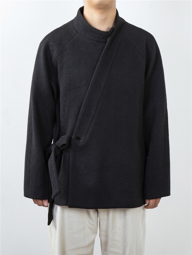 冬装新款风男装改良斜襟汉服外套HW206P140,男装民族服装,钱塘802