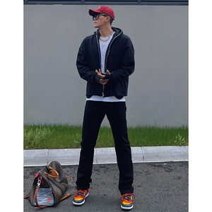 美式ins高街hiphop新款弹力修身直筒休闲裤货号K675P65图片