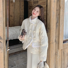 新中式国风刺绣羽绒服女2025年冬季新款温柔风甜美减龄白鸭绒外套，女装羽绒服，2C327