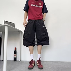 FOFWMODE美式冰丝速干多巴胺短裤男百搭宽松休闲刺绣七分沙滩裤，男装牛仔裤，四季星座505