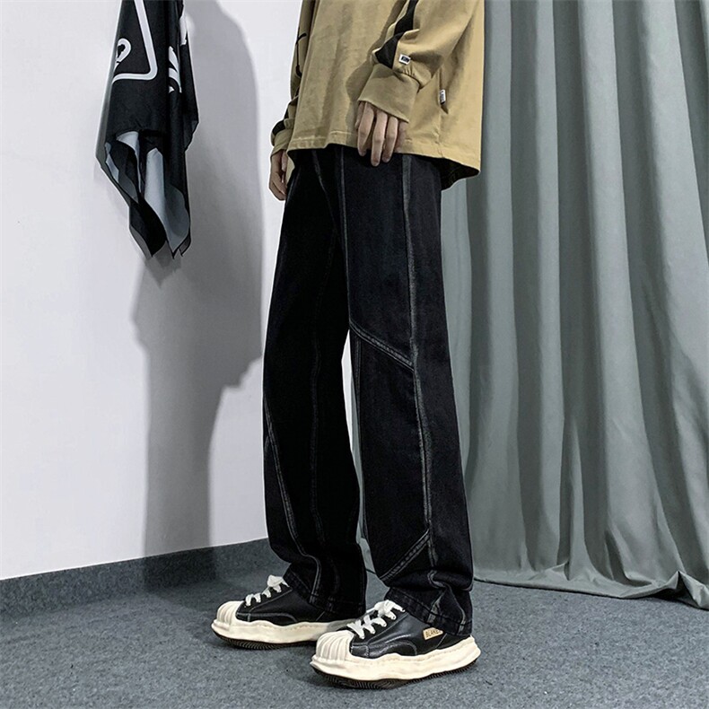 B221美式ins高街小众男女情侣款修身直筒牛仔裤LK22091-P60控78,男装牛仔裤,电商B221